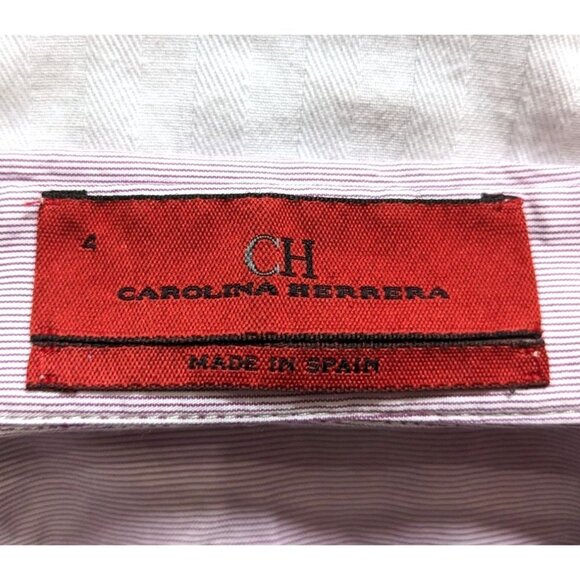 CH CAROLINA HERRERA Lavender Pinstripe Pintuck Sleeveless Button-Up Top Size 4 - Picture 3 of 8